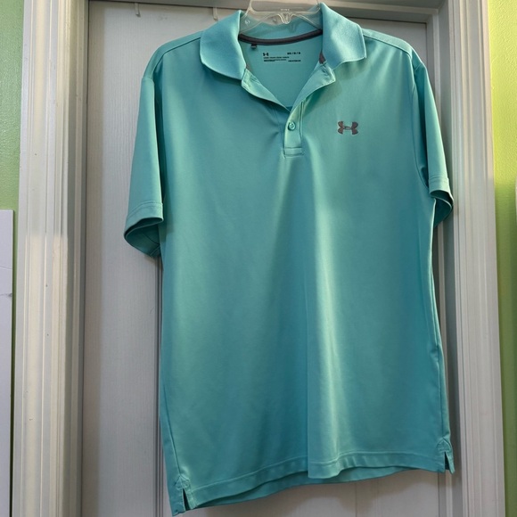 Under Armour Polo Style Loose Fit Short Sleeve Teal Shirt - Picture 1 of 6